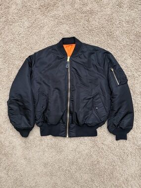 Alpha Industries Jacket Men XL Black Orange Flyers Flight Reversible Bomber